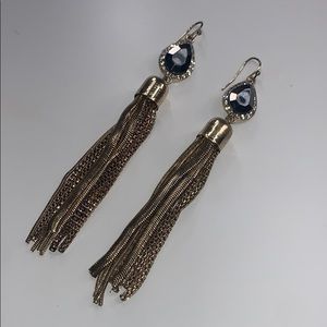Black Jewel Gold long Earrings !